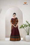 Maroon Traditional Cotton Ripple Half Saree | Lehenga For Girls