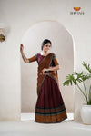 Maroon Traditional Cotton Ripple Half Saree | Lehenga For Girls
