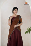 Maroon Traditional Cotton Ripple Half Saree | Lehenga For Girls