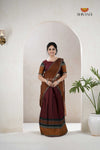 Maroon Traditional Cotton Ripple Half Saree | Lehenga For Girls