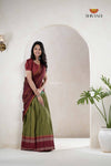 Traditional Green Cotton Sunset Half Saree | Lehenga for Girls