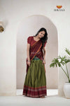 Traditional Green Cotton Sunset Half Saree | Lehenga for Girls