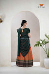 Traditional Mustard Yellow Cotton Sunset Half Saree | Lehenga for Girls