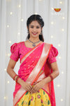 Yellow Peacock Dragon Traditional Half Saree | Lehenga For Girls !!!