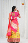 Yellow Peacock Dragon Traditional Half Saree | Lehenga For Girls !!!