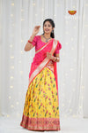 Yellow Peacock Dragon Traditional Half Saree | Lehenga For Girls !!!
