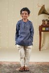 Ethnic Waer - Blue Boys Diamond Jacquard Cotton Kurta !!!