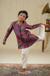 Ethnic Waer - Maroon Boys Mughal Jacquard Cotton Kurta Set !!!