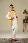 Ethnic Waer - Yellow Boys Floral Nehru Jacket With Kurta Set !!!