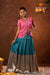 Festive Collection - Peacock Blue Silver Oak Pattu Pavadai For Girls !!!