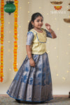 Festive Collection - Blue Tissue Garland Pattu Pavadai For Girls !!!