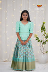 Festive Collection - Teal Green Flower Basket Pattu Pavadai !!!