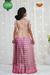 Pink Flower Bell Traditional Organza Pattu Pavadai For Girls !!!