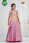 Pink Flower Bell Traditional Organza Pattu Pavadai For Girls !!!