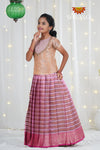 Pink Flower Bell Traditional Organza Pattu Pavadai For Girls !!!