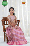 Pink Flower Bell Traditional Organza Pattu Pavadai For Girls !!!
