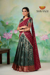 GirlsDarkGreen Golden CocoonHalf Saree Blouse Designs