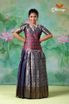 Girls Navy Blue Spring Leaf Pavadai Sattai | Langa Model