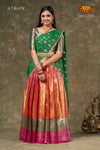 Girls Pink Potly Mango Half Saree | Langa Davani