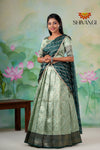 GirlsRamar Green Golden CocoonHalf Saree Blouse Designs