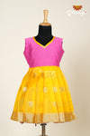 Girls Yellow Organza Temple&nbsp; Frock !!!