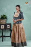 Traditional Sandal Floral Snail Pattu Pavadai Set for Girls