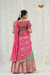 Teal Green Organza Golden Sprout Traditional Half Saree | Lehenga For Girls !!!&nbsp;