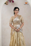 Gold Traditional Golden Wings Half Saree | Lehenga For Girls