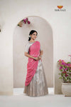 Sliver Traditional Golden WingsAlpha Half Saree | Lehenga For Girls