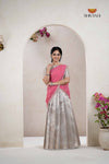 Sliver Traditional Golden WingsAlpha Half Saree | Lehenga For Girls