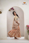Peach Traditional Golden Wings Half Saree | Lehenga For Girls