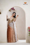 Peach Traditional Golden Wings Half Saree | Lehenga For Girls