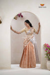 Peach Traditional Golden Wings Half Saree | Lehenga For Girls