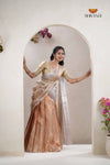 Peach Traditional Golden Wings Half Saree | Lehenga For Girls