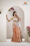 Peach Traditional Golden Wings Half Saree | Lehenga For Girls