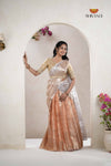 Peach Traditional Golden Wings Half Saree | Lehenga For Girls
