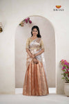 Peach Traditional Golden Wings Half Saree | Lehenga For Girls