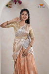 Peach Traditional Golden Wings Half Saree | Lehenga For Girls