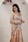 Peach Traditional Golden Wings Half Saree | Lehenga For Girls