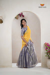 Lavender Traditional Golden WingsAlpha Half Saree | Lehenga For Girls