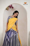 Lavender Traditional Golden WingsAlpha Half Saree | Lehenga For Girls