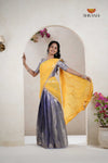 Lavender Traditional Golden WingsAlpha Half Saree | Lehenga For Girls