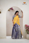 Lavender Traditional Golden WingsAlpha Half Saree | Lehenga For Girls