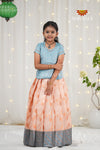 Festive Collection - Half-White Grape Climber Pattu Pavadai For Girls !!!