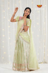 Green Golden Necklace Traditional Half Saree | Langa For Girls !!!