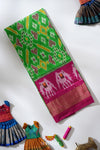 Green Pochampally Pattu Pavadai Unstitched Material For Kids !!!