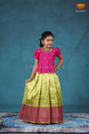 Girls Green Peacock Circle Pattu Pavadai Designs