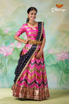 Impressive Pink Zig Zag Banarasi Lehenga