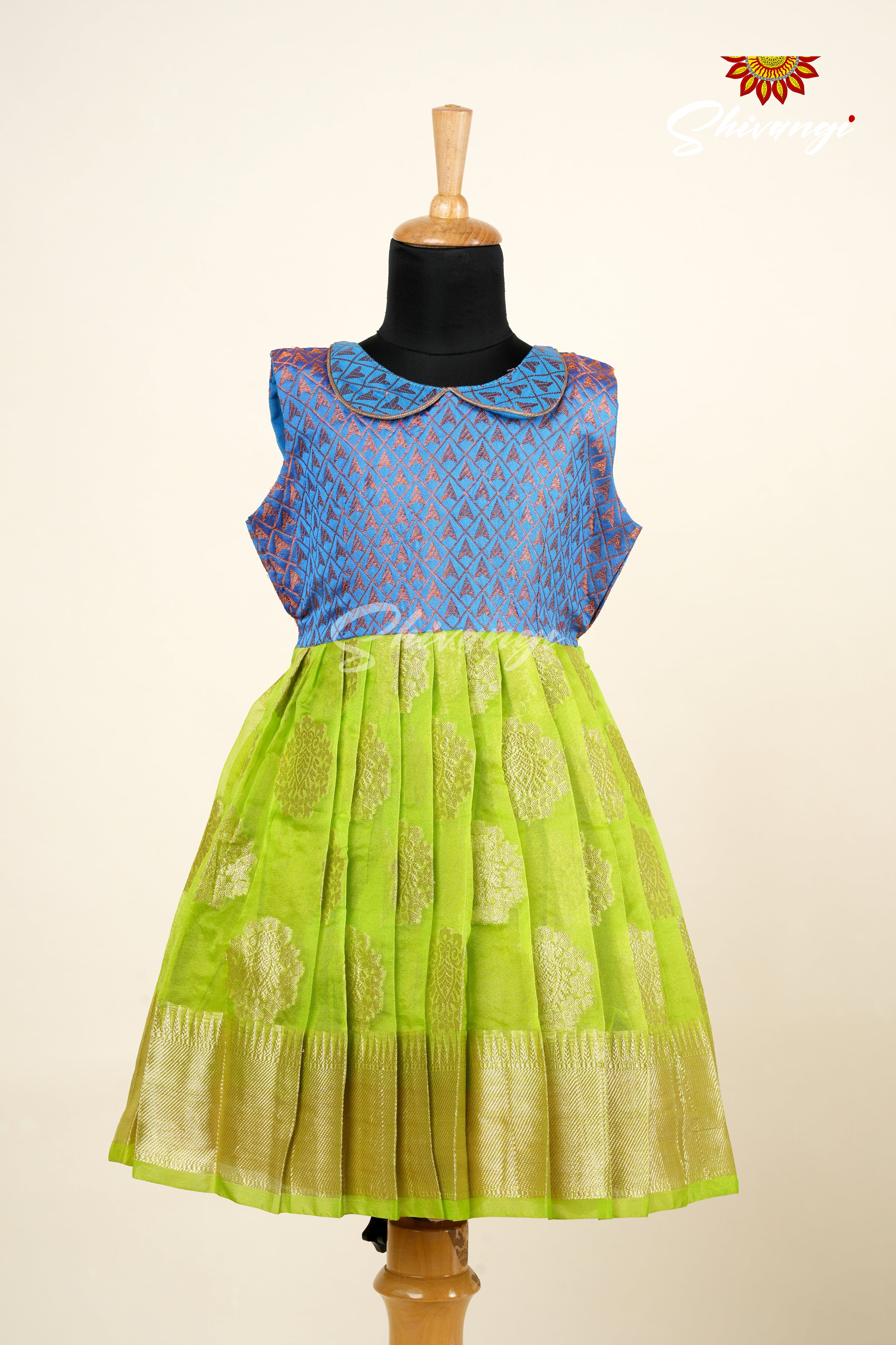 Kids Green Shaded Organza Frock