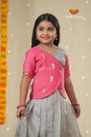 Grey Green Hook Traditional Pattu Pavadai For Girls !!!